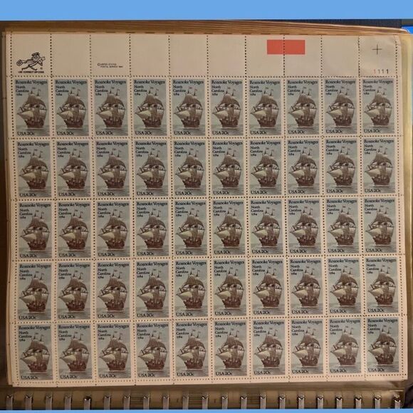 MNH 1984 Sheet of 50 20c Roanoke Voyages Stamps Scott #2093 - Picture 2 of 2